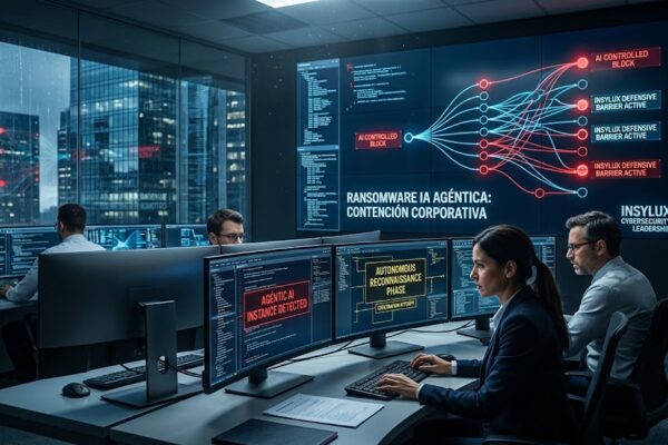 Impacto y contención corporativa del Ransomware IA Agéntica en centros de datos.