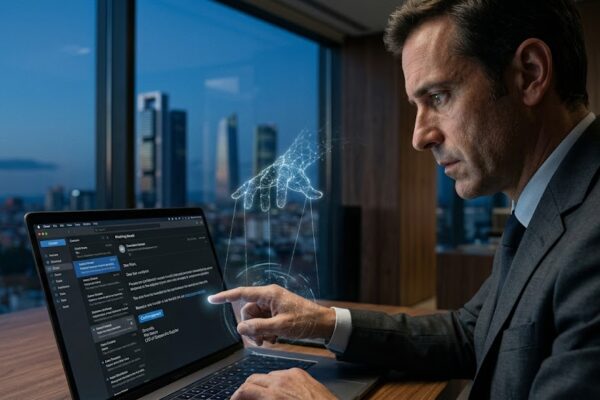 Ejecutivo corporativo en España a punto de ser víctima de un ataque de phishing dirigido impulsado por IA, detectado por Insylux.