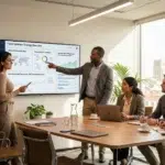 Equipo de especialistas y directivos en un entorno corporativo moderno analizando estrategias reales para mitigar los ataques a pymes y proteger la infraestructura empresarial.