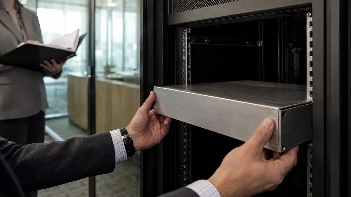 Arquitecto de seguridad inserta un módulo cifrado en un armario bajo control del cliente