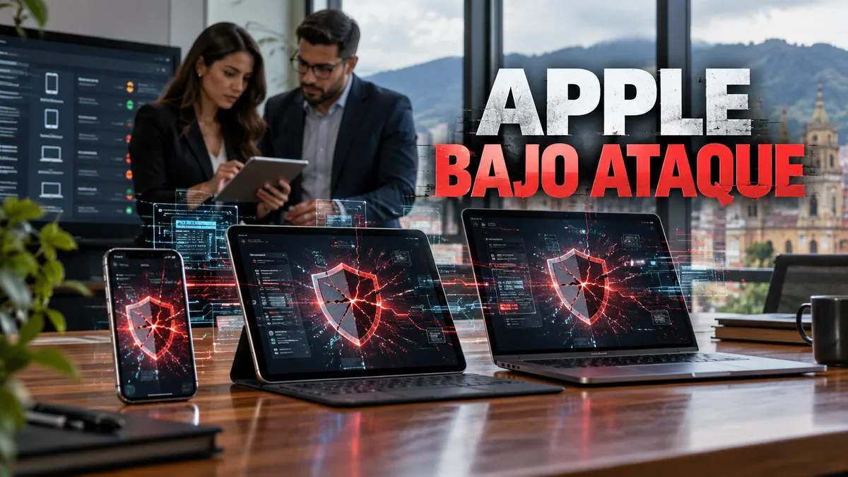 Portada editorial sobre Apple iOS, iPadOS y macOS con el titular APPLE BAJO ATAQUE.