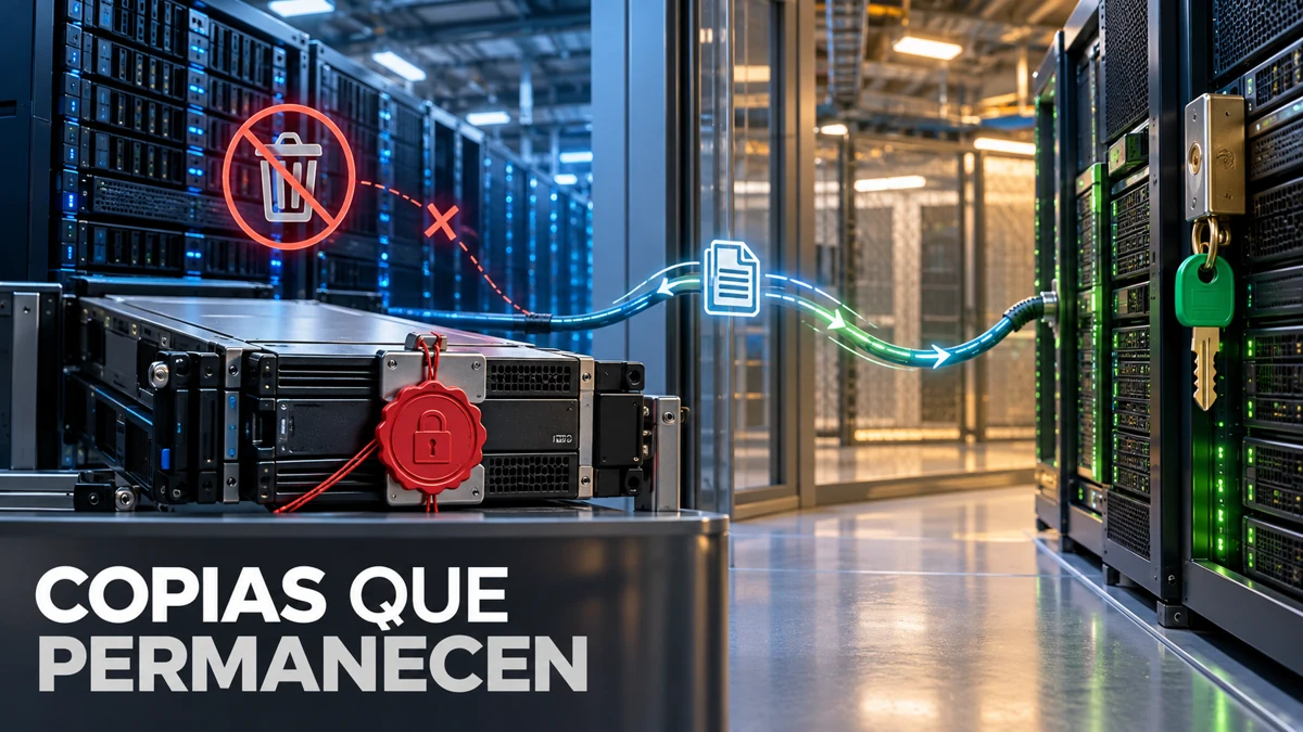 Almacenamiento protegido y separado del entorno principal; una solicitud de borrado bloqueada y una ruta de recuperación.