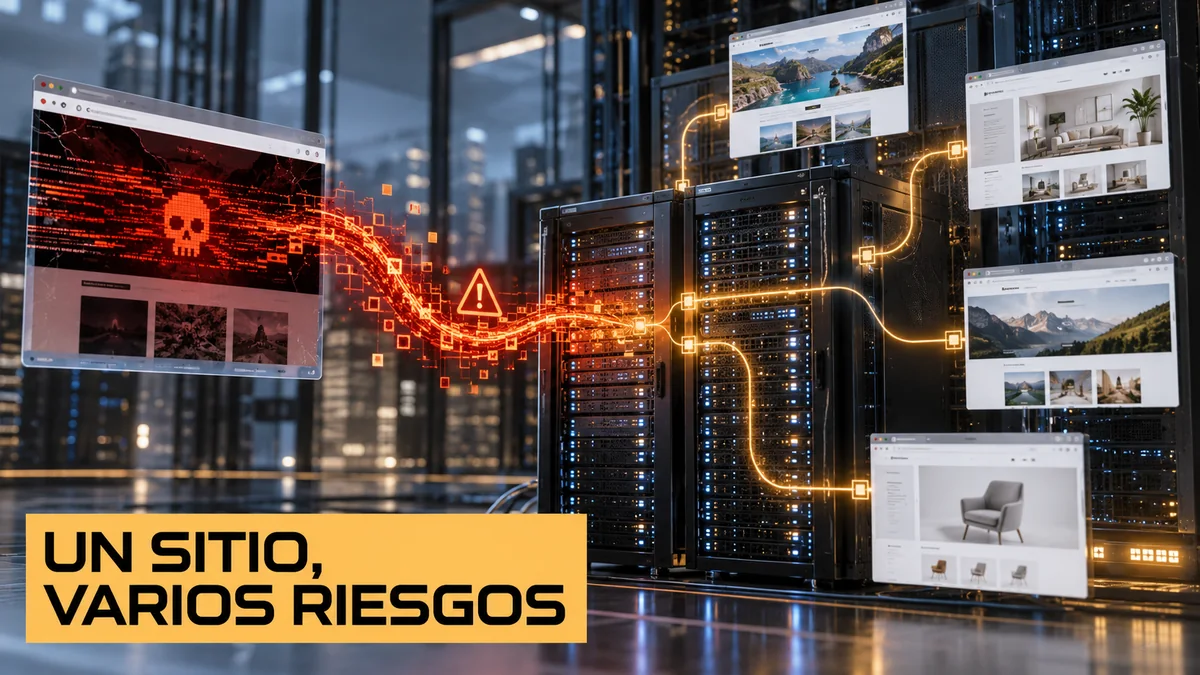 Portada editorial UN SITIO, VARIOS RIESGOS sobre la plataforma de alojamiento Pantheon.